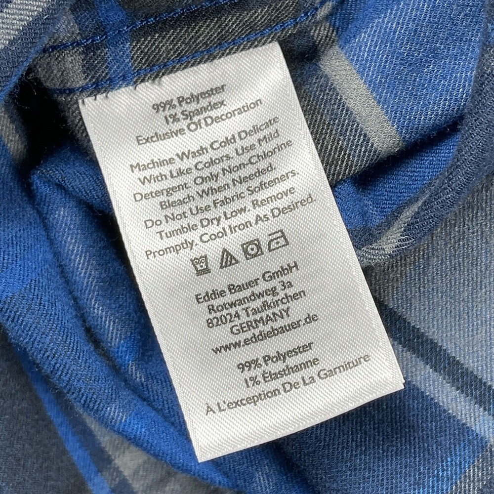 Eddie Bauer Shirt Mens XXL Classic Blue Plaid Country‎ Hike Camp Cabin Outdoors - Picture 9 of 12